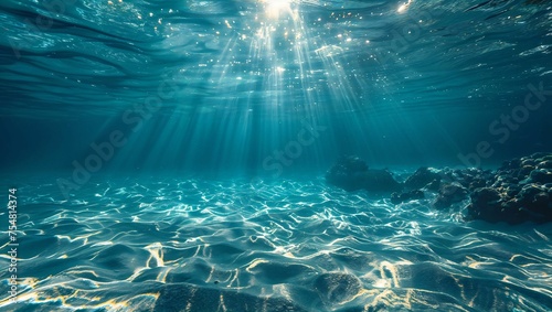Tranquil underwater texture  with light filtering through water  creating a serene ambiance