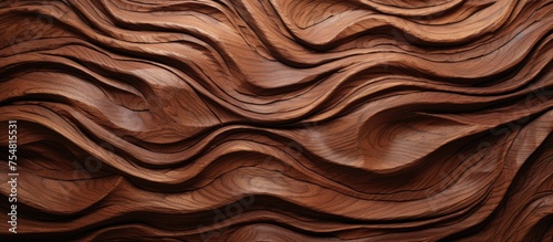 A detailed close up view of a textured wooden surface, showcasing the intricate patterns and grains of the natural material. The light and shadows play across the surface, highlighting the unique