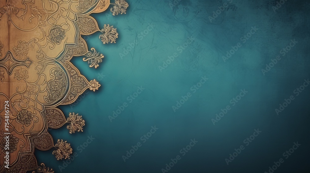 Background with canvas texture and Islamic pattern.