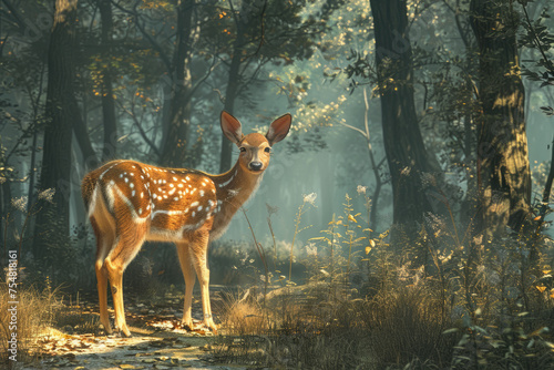 Young spotted deer in the forest © Michael