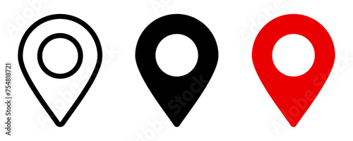 location pin icon symbol sign isolated on transparent background, map flat vector icons photo