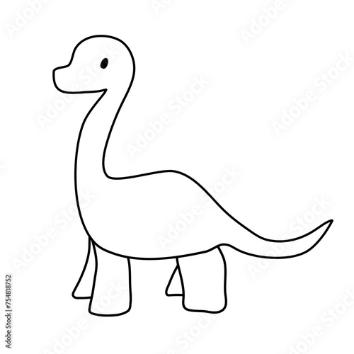   Illustration of line art brachiosaurus dinosaur 