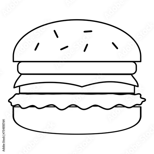 Illustration of a hamburger, lineart