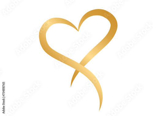 Illustration of a shiny golden heart with shading 