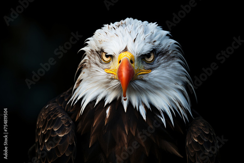 Intense Eagle Gaze Isolated  black background