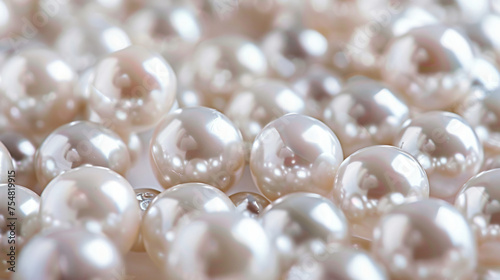Texture of white pearls close-up background