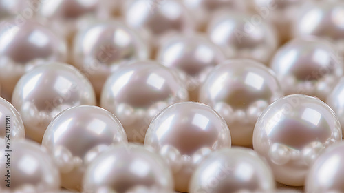 Texture of white pearls close-up background