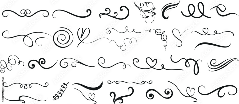 black swirls and flourishes vector set black swirls and flourishes vector set
