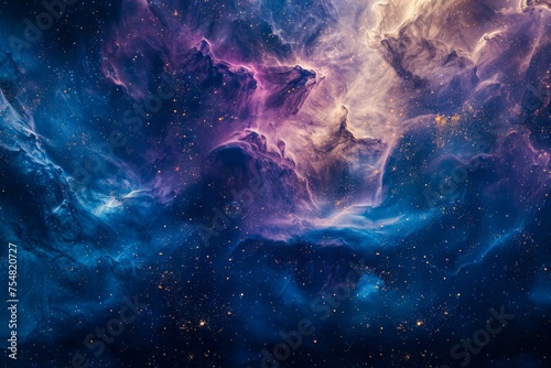 Surreal Cosmic Sky with Vibrant Nebulae - Abstract Galactic Background Full of Stars and Colorful Gas Clouds