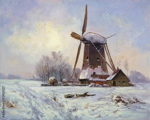 windmill in winter