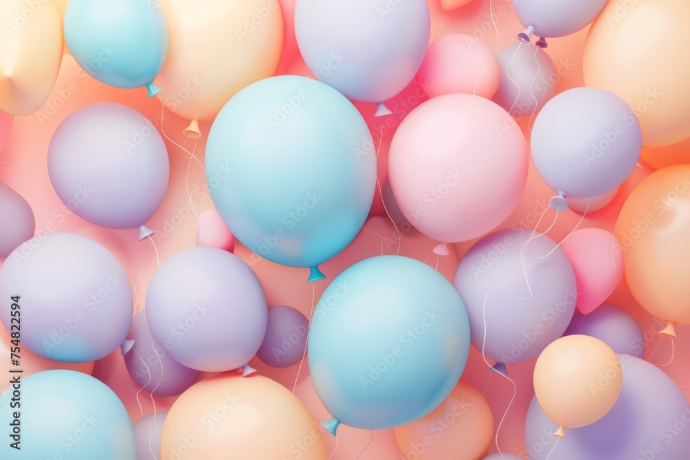 elegant 3d balloons background,  soft colors
