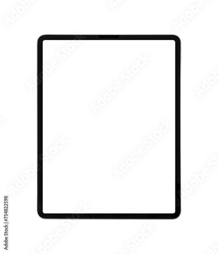 Tablet pc computer with blank screen isolated on white background.