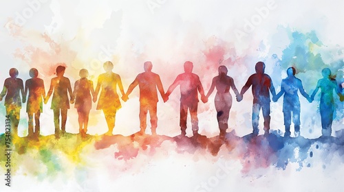 Wallpaper Mural Abstract colorful art watercolor painting depicts a diverse group of people united Torontodigital.ca