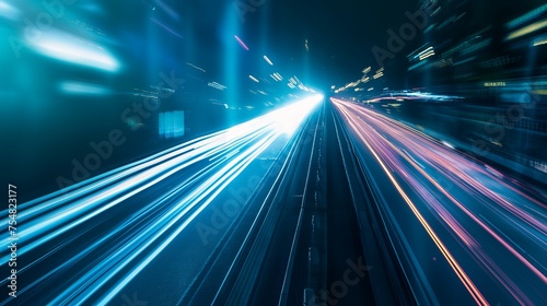 Abstract light background City road light, night highway lights, traffic with highway road motion lights, long exposure, blurred image