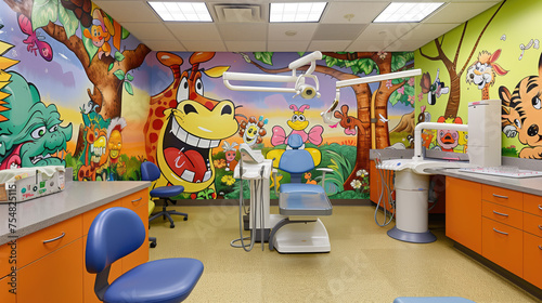 Colorful chidren pediatric dentist office interior photo