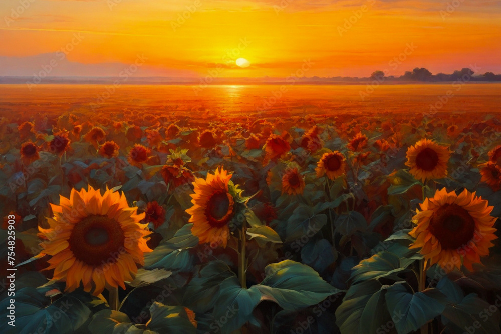 Fototapeta premium field at sunset
