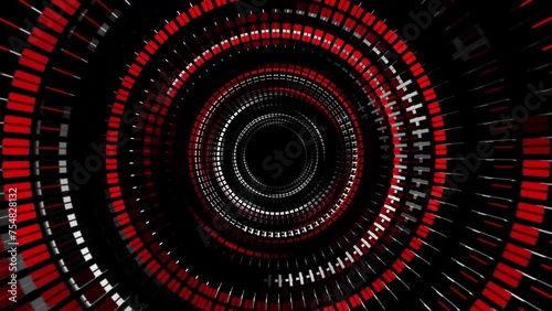 Abstract motion background - rotating and pulsating rings of graphic elements