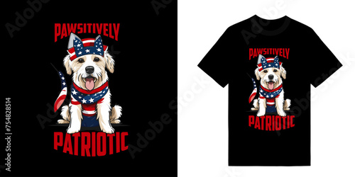 Photography Pawsitively Patriotic Tshirt Design, Pawsitive Vibes Only T-Shirt Design