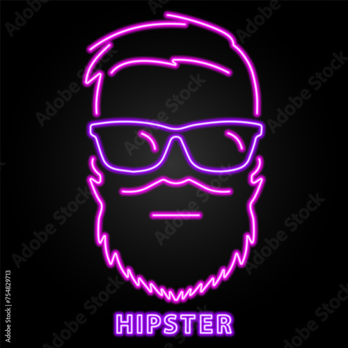 hipster neon sign  modern glowing banner design  colorful modern design trend on black background. Vector illustration.