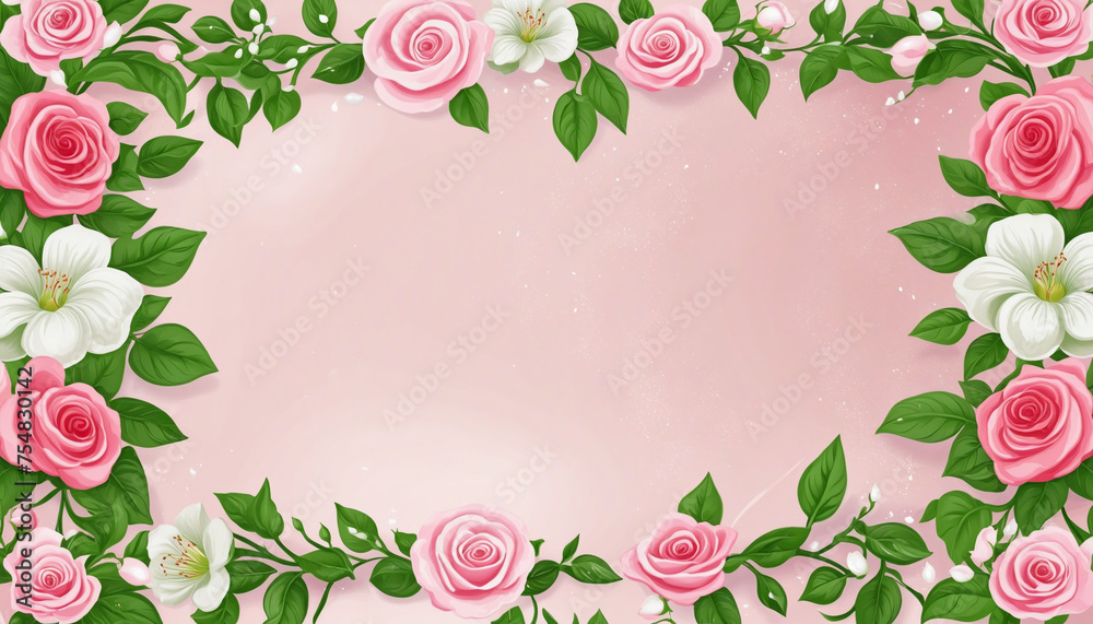 beautiful floral frame with roses