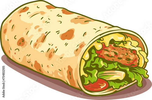 Festive Burrito Vector Illustration for Party Flyers