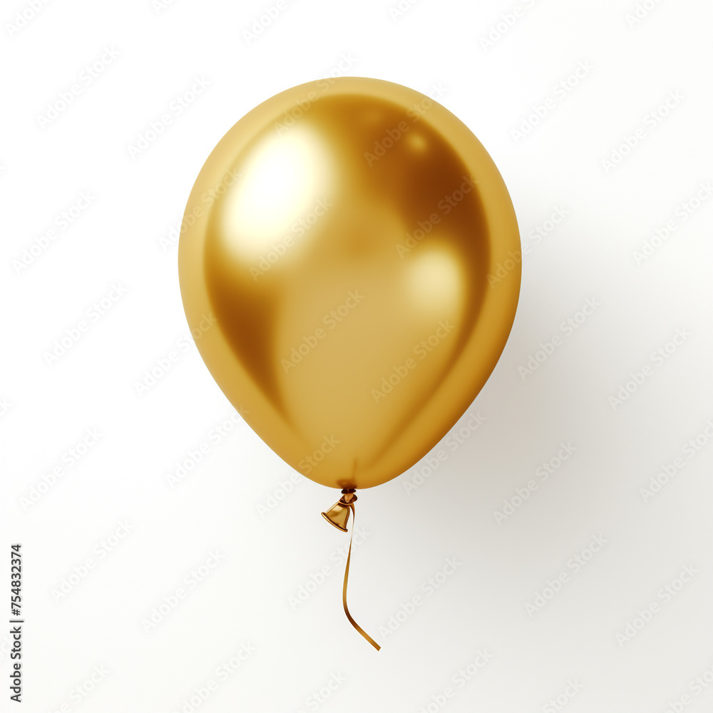 golden balloon on white background сreated with Generative Ai