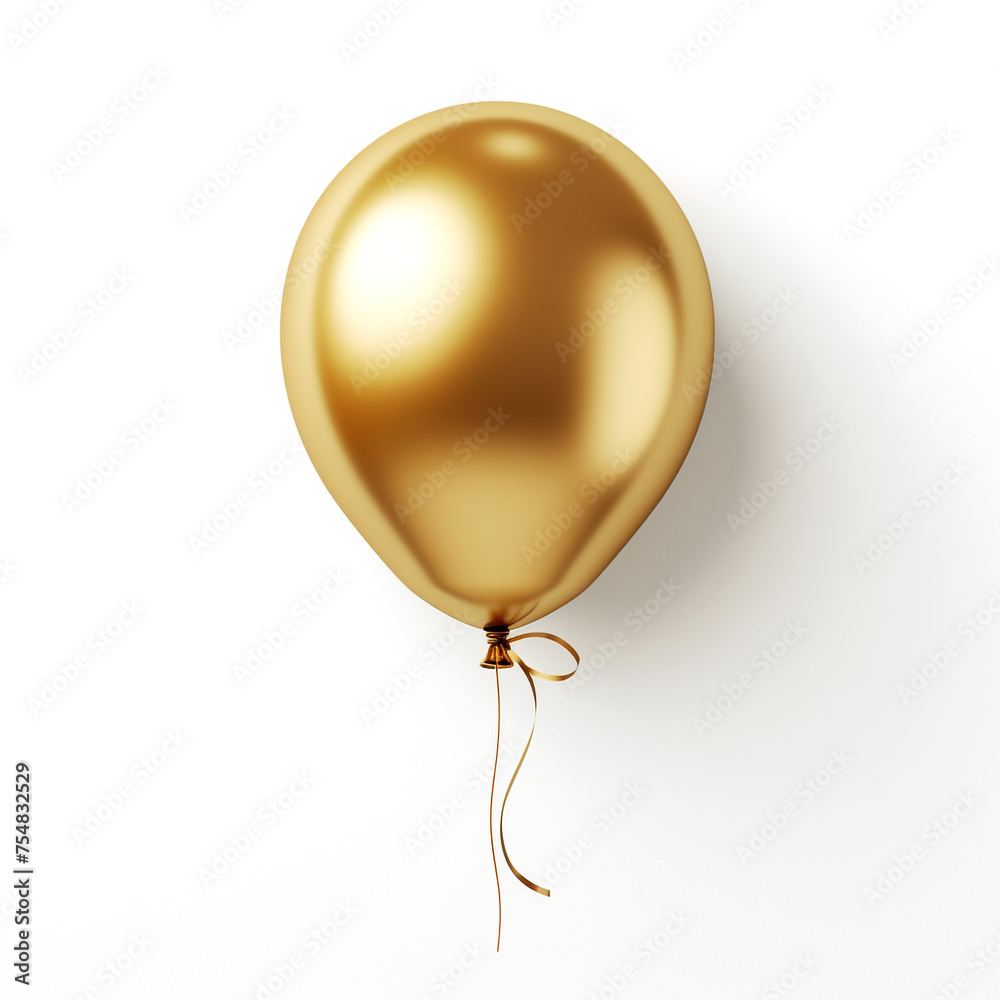 golden balloon on white background сreated with Generative Ai golden balloon on white background сreated with Generative Ai