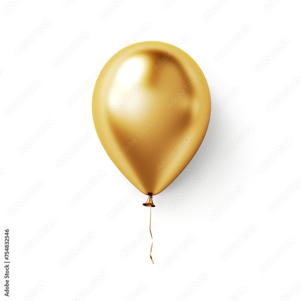 golden balloon on white background сreated with Generative Ai