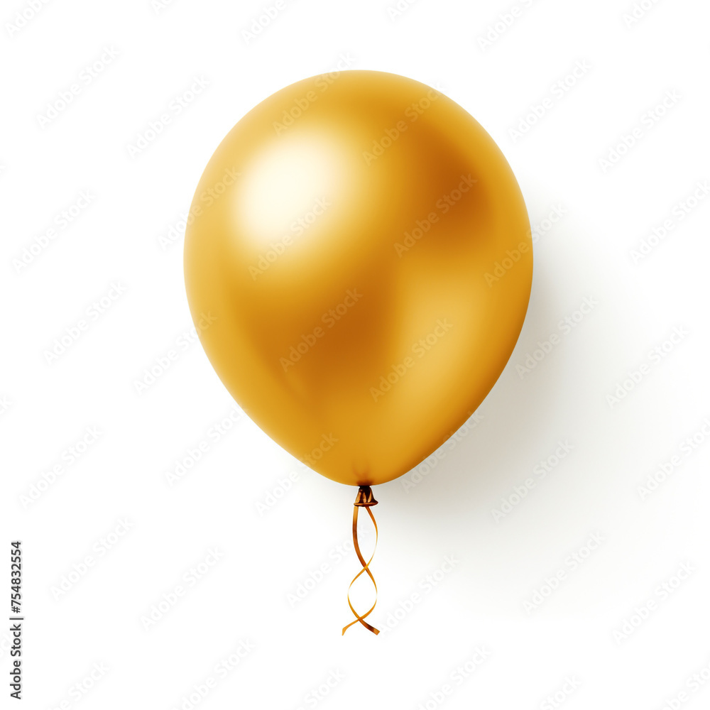 golden balloon on white background сreated with Generative Ai golden balloon on white background сreated with Generative Ai