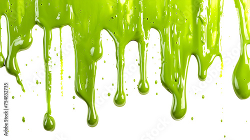 green slime drip isolated on transparent background