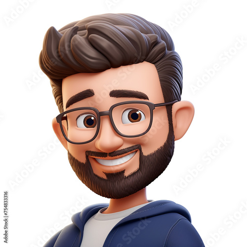 Memoji very handsome smiling man on a white background сreated with Generative Ai