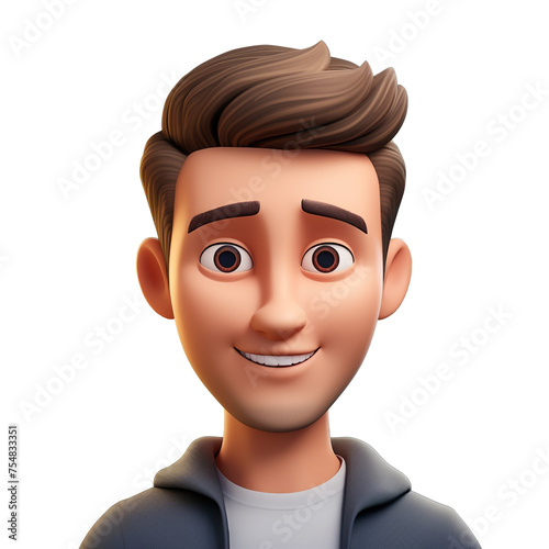Memoji very handsome smiling man on a white background сreated with Generative Ai