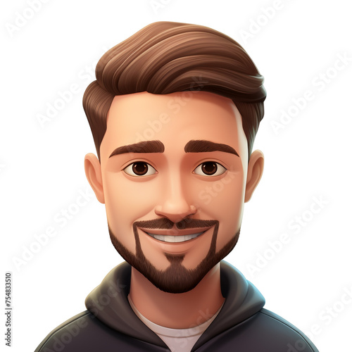 Memoji very handsome smiling man on a white background сreated with Generative Ai