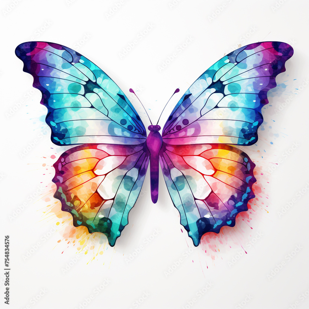 Fototapeta premium photo bright butterfly on a white background сreated with Generative Ai