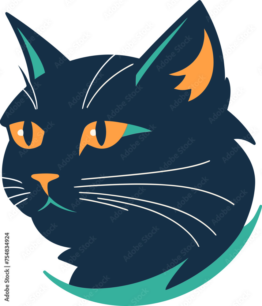 Aristocratic Feline Emblem Fine-Detailed Cat Logo Vector Illustration