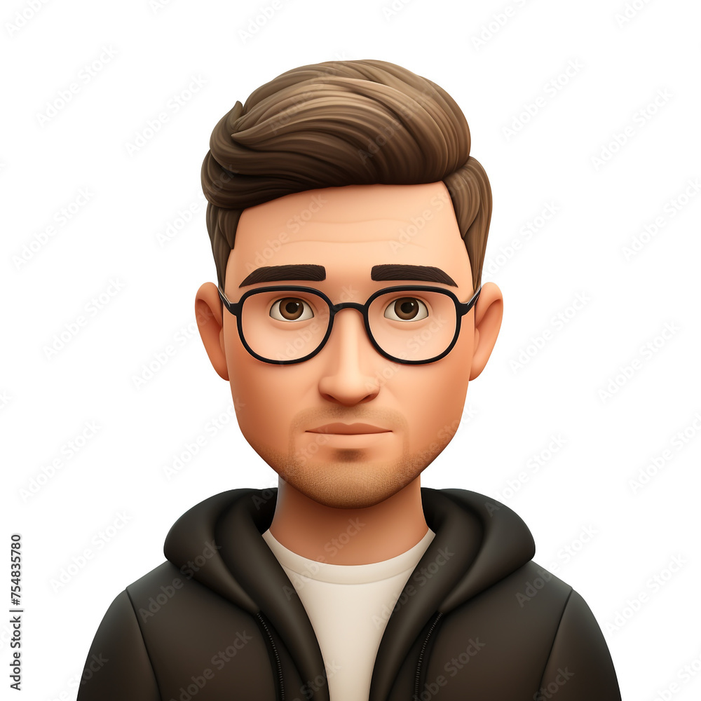 Memoji handsome man on white background сreated with Generative Ai