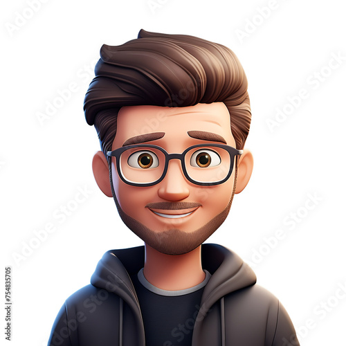 Memoji handsome man on white background сreated with Generative Ai