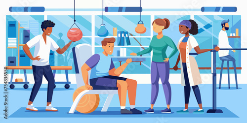 Rehabilitation Harmony: Expert Physical Therapists Guiding Patient in Hospital Gym