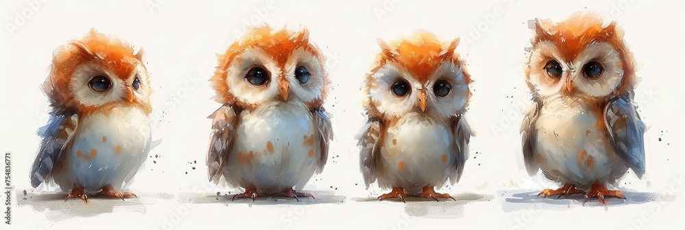 Owl watercolor painting