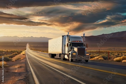 Default Huge semitruck crossing the southwest United states on