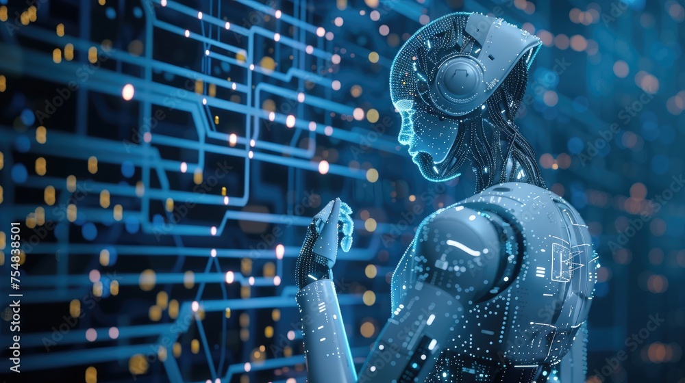 Ai artificial intelligence, Digital transformation change management, internet of things, new technology big data and business process strategy, automate operation, customer service, cloud computing.