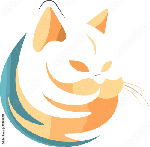 Fototapeta Naklejka Na Ścianę i Meble -  Serene Cat Symbol Tranquil Cat Logo Vector Design