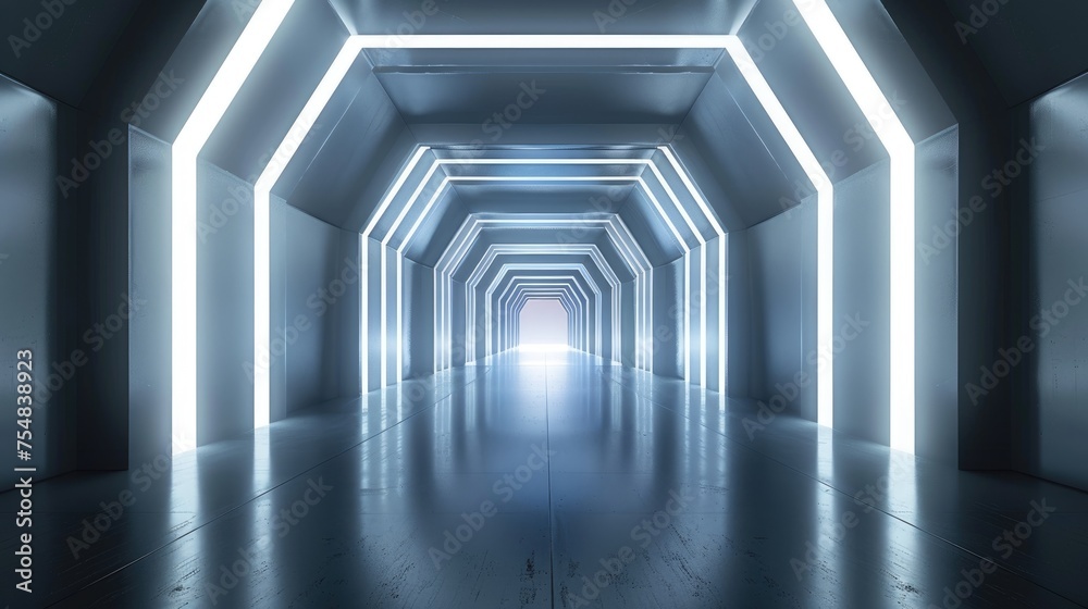 Blue white background, 3D room, light, abstract space technology, tunnel stage floor Futuristic Empty White 3D Blue white background, 3D room, light, abstract space technology, tunnel stage floor Futuristic Empty White 3D