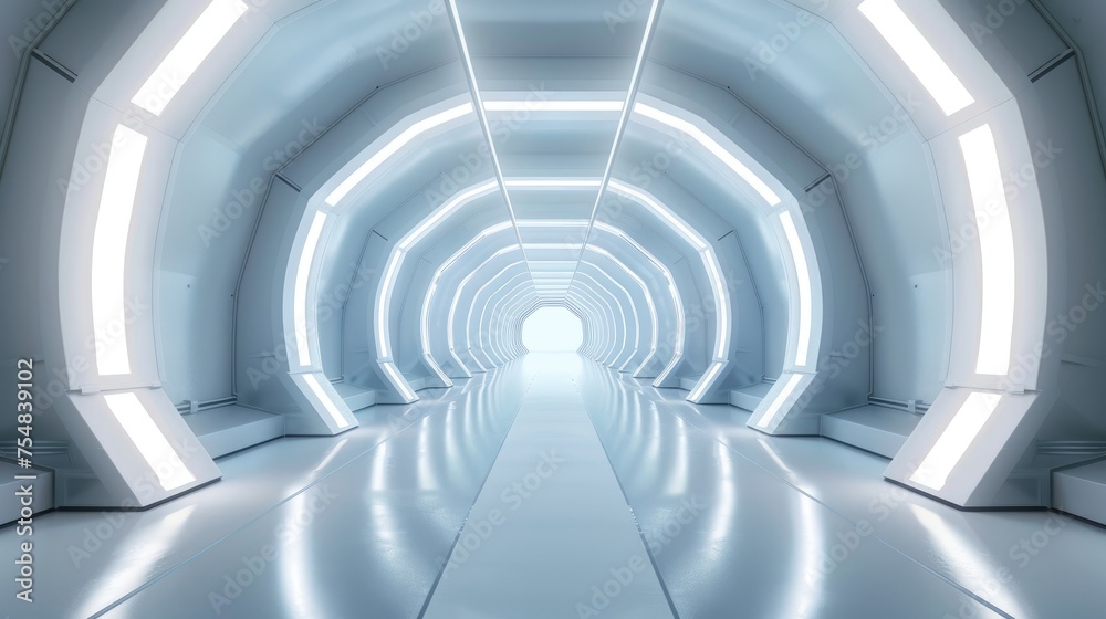 Blue white background, 3D room, light, abstract space technology, tunnel stage floor Futuristic Empty White 3D Blue white background, 3D room, light, abstract space technology, tunnel stage floor Futuristic Empty White 3D