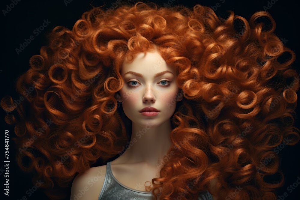 Fototapeta premium Intriguing Noble lady curly street shot. Female ancient. Generate Ai