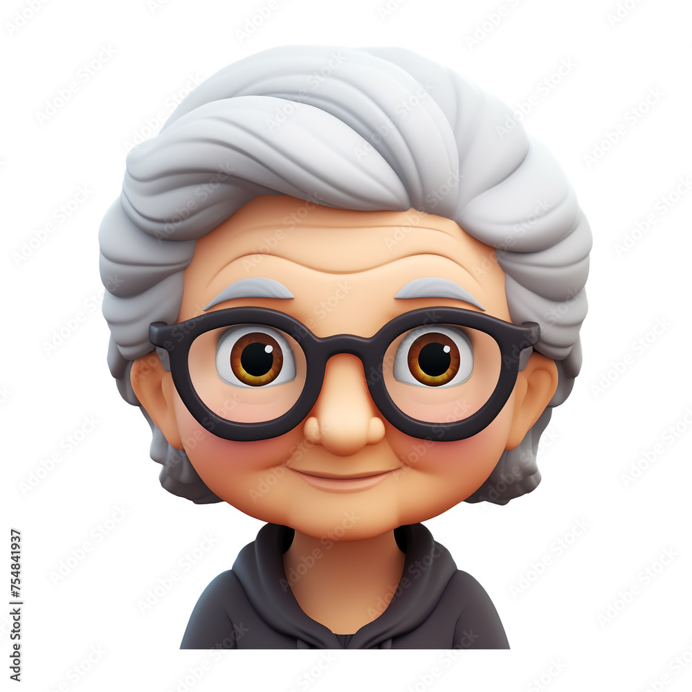 Fototapeta premium Memoji beautiful grandma сreated with Generative Ai