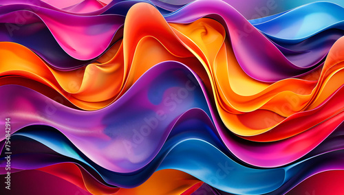 Colorful Abstract Background with Smooth Waves, Artistic Illustration with Dynamic Colors and Fluid Patterns