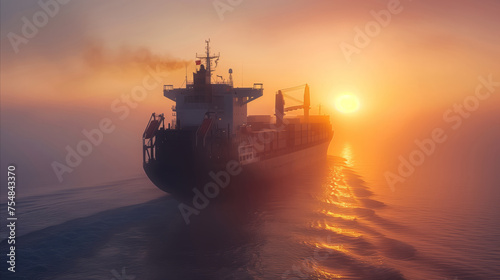 Large boat floating on body of water