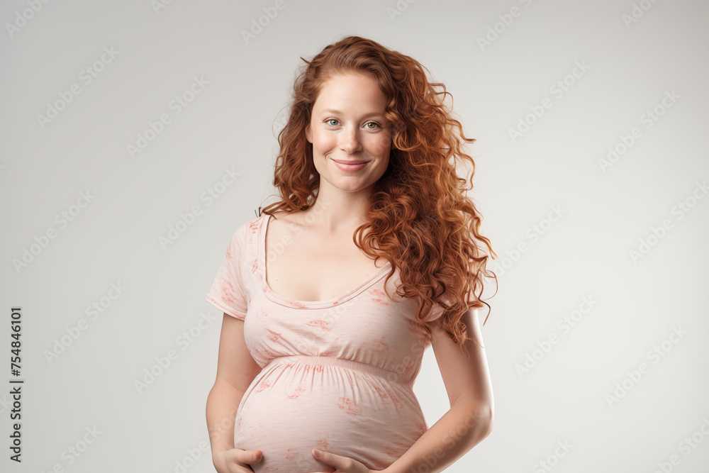Young pretty brunette girl over isolated white background Pregnant woman Young pretty brunette girl over isolated white background Pregnant woman