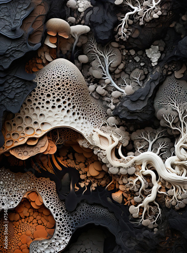 Close up of mushroom. Microcosm of mold. AI generated photo